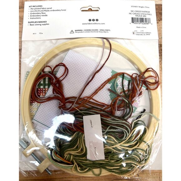 Needle Creations Pumpkin Truck Cross Stitch Kit  6 Inch Diameter - Picture 2 of 2